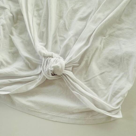 FRAME Knotted Rolled Tee Cotton Cap Sleeve T-Shirt White Size Small Crewneck - Picture 4 of 5